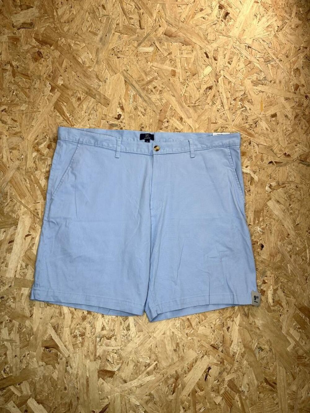 George Mens Chino Shorts Size 42 Light Blue Flat Front Stretch 9 Inch Inseam NWT